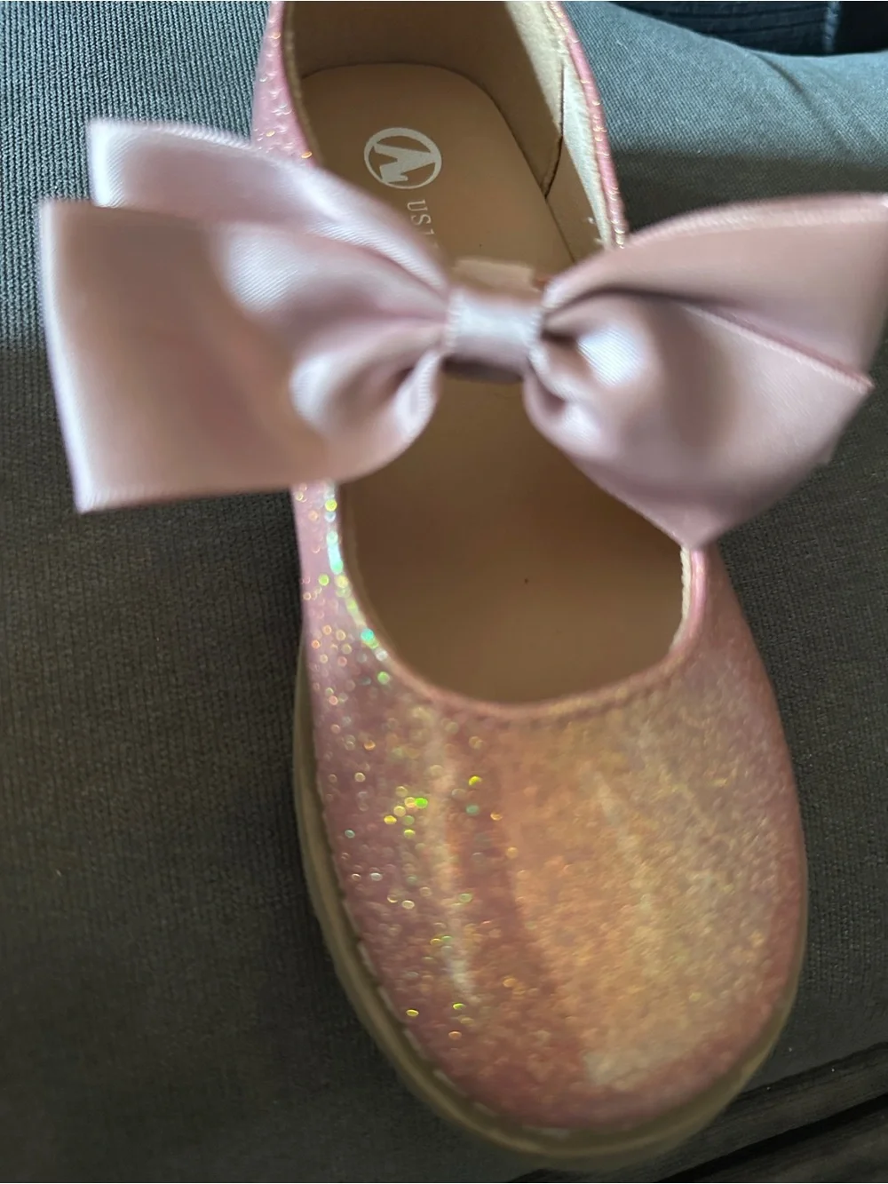Girls Glitter Bow Mary Jane Dress Shoes - Pink